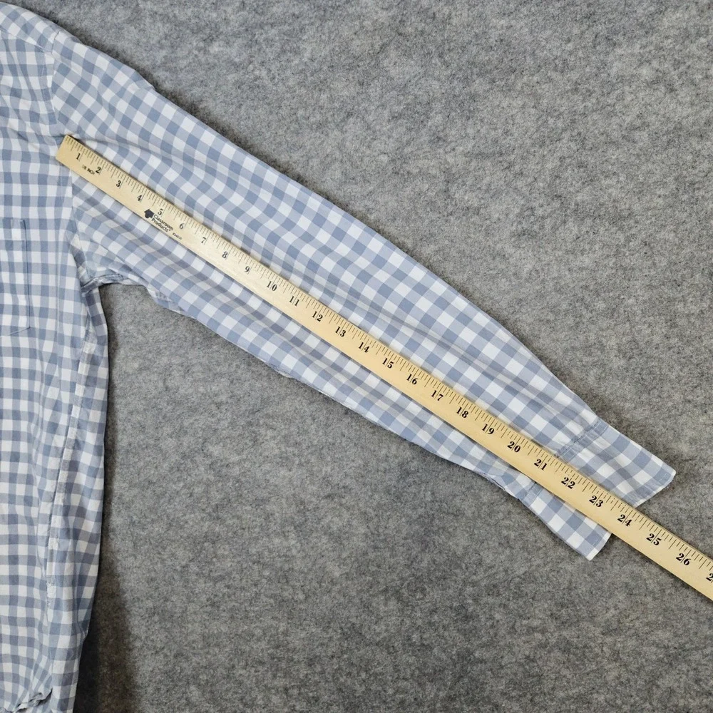 J Crew Men's Gray‎ & White Checked Dress Shirt Size M 15-15 1/2 100% Cotton SPOT